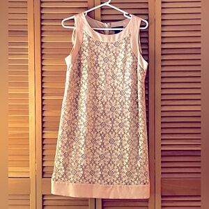 Jessica Howard Lace Overlay Mini Dress - Pink and Cream